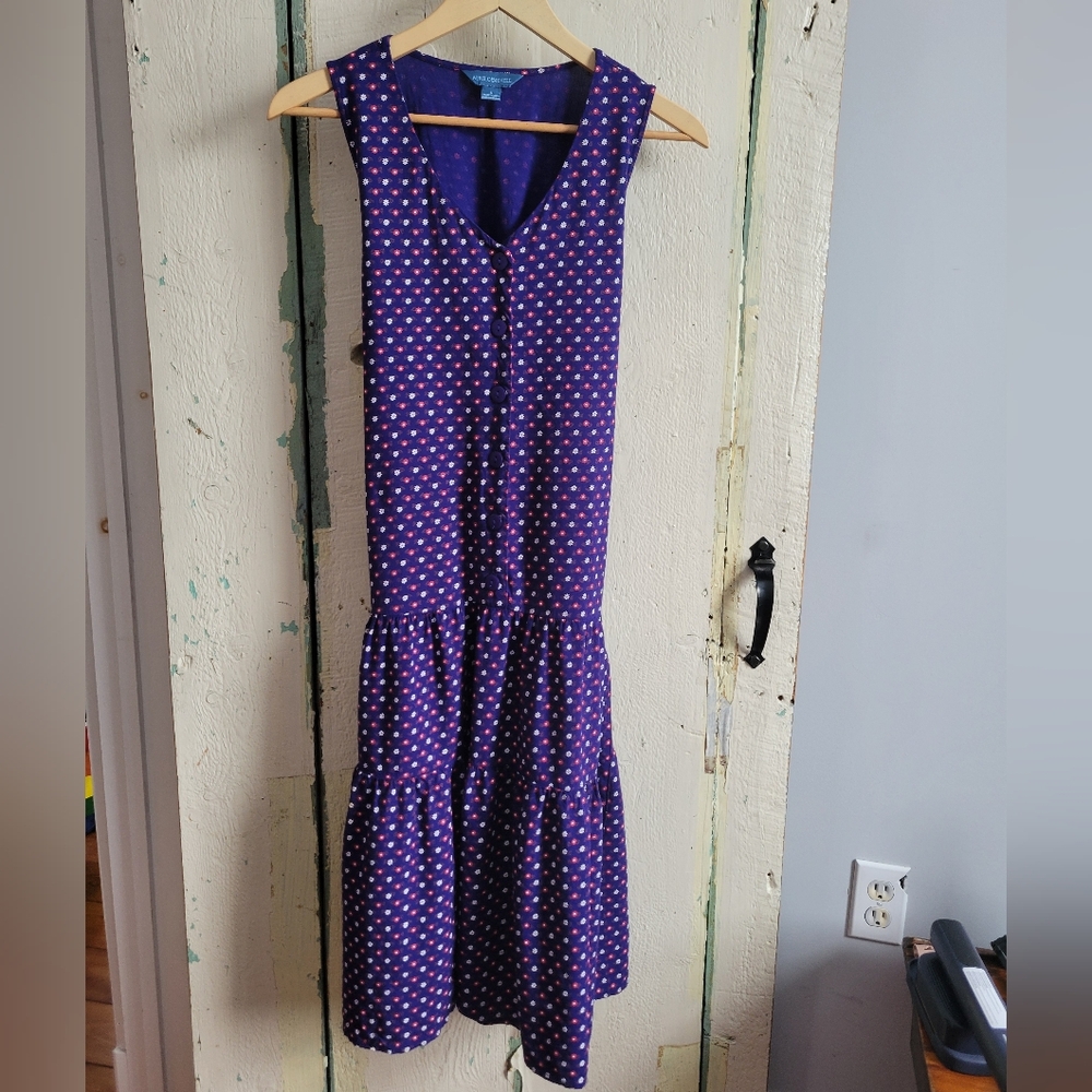 April Cornell Purple Polka Dot Midi Dress